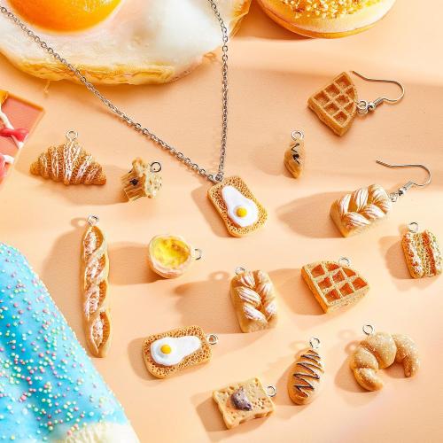 Sureio 60 Pcs Bread Toast Charm Bulk Resin Food Charms for Jewelry Making