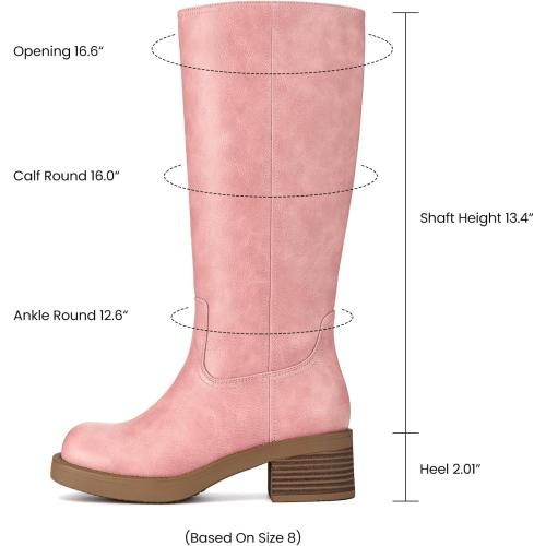 7.5 Athlefit Knee High Boots Square Toe Ridng Chunky Tall Boots for Women