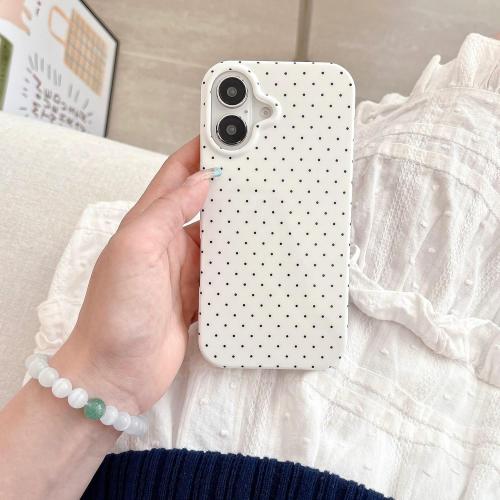 Aesthetic Polka Dot Retro Phone Case for iPhone 16 6.1,Vintage Trendy Unique Simple Pattern Design Elegant Chic Pretty Stylish Protective Girls Women Cases for i16 White