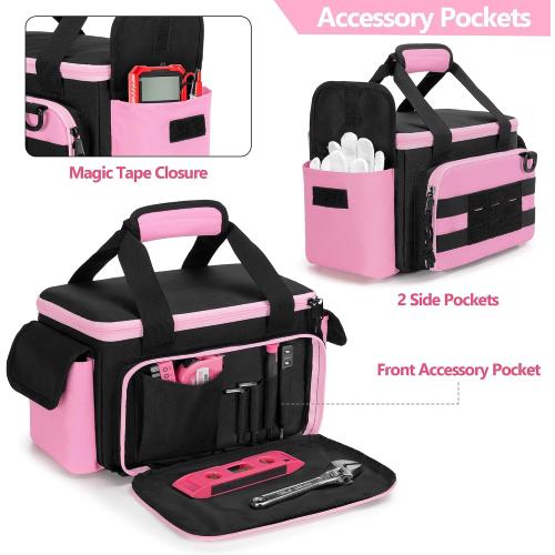 Rexmica Pink Tool Bag for Women Tool Storage Organizer Tactical Range Bag