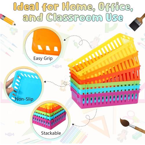 Wenqik Set of Small Plastic Baskets for Organizing, Colorful