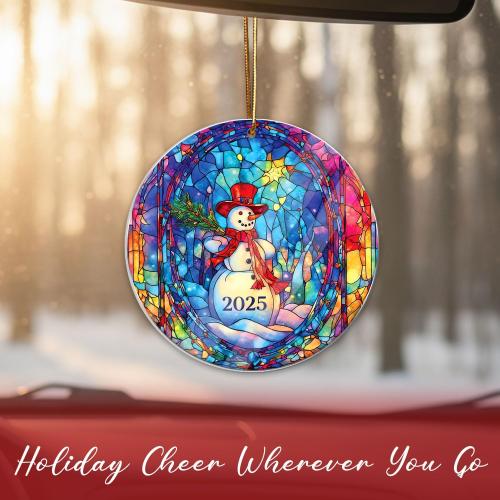 Christmas Ornaments Snowman 2025, Christmas Tree Decor, White Elephant Gifts for Women, Christmas Tree Forest Ornaments Round, Christmas Ornaments 2025
