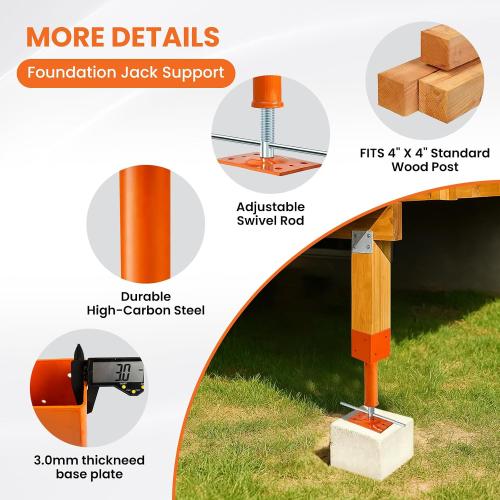 Screw Jack Post 2 Pack, 4x4 Adjustable House Jacks for Leveling, 13-19 Height Range, 24700 lbs Max Load Capacity, Heavy-Duty Steel Post for Crawlspace, Basement, and Foundation Repair