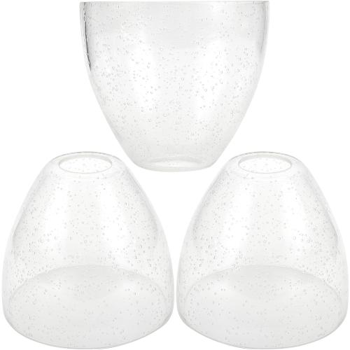 3 Pack Clear Seeded Bubble Bell Glass Lamp Shade Replacement, 1-5/8 Fitter