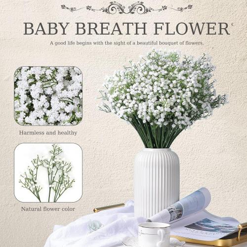21'' Babys Breath Artificial Flowers 6Pcs White Gypsophila Faux Flowers