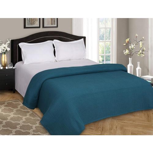 Elvana Home 100% Cotton Bed Blanket, Breathable Bed Blanket King Size, Cotton Thermal Blankets King, Perfect for Layering Any Bed for All Season, Teal Green
