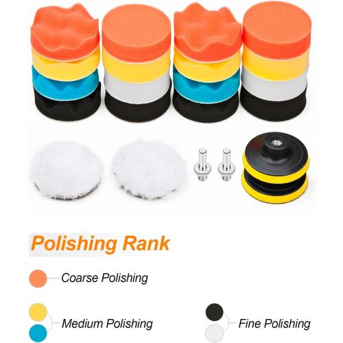 3 Inch Polishing Pads Kit, 22PCS Foam Buffing Pads for Drill Car Polishing
