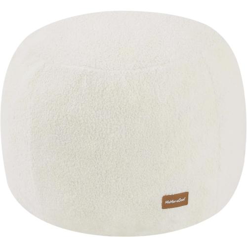 MeMoreCool Round Pouf Ottoman Foot Rest, 20x15 Inch Foam Footstool, Beige