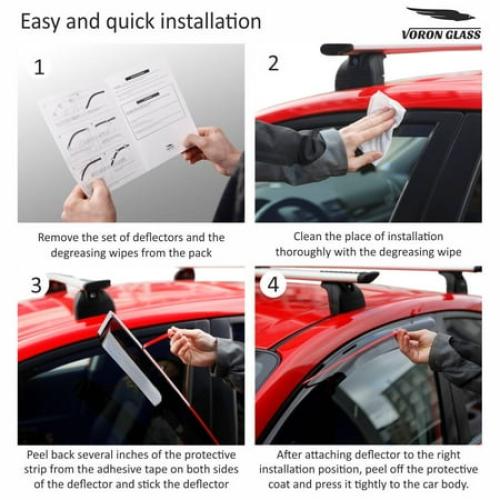 Voron Glass Tape-on Extra Durable Rain Guards for Trucks Chevrolet (Chevy) Silverado/GMC Sierra 2500HD, 3500HD 2020-2026 Crew Cab, Window Deflectors, Vent Window Visors, 4 Pieces - 120086v2