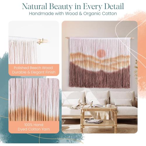 Ductra Macrame Wall Hanging Macrame Wall Decor Tie-Dye Tapestry Living Home Room Decor 57 Wx 41 L