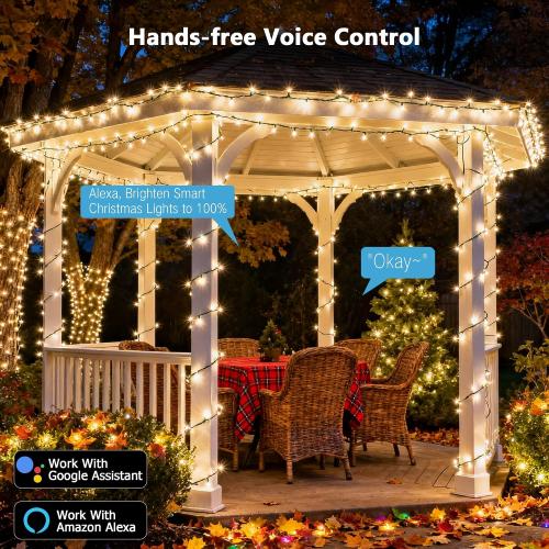 BrizLabs Smart Christmas Lights, 66 ft 200 LED Warm White String Lights