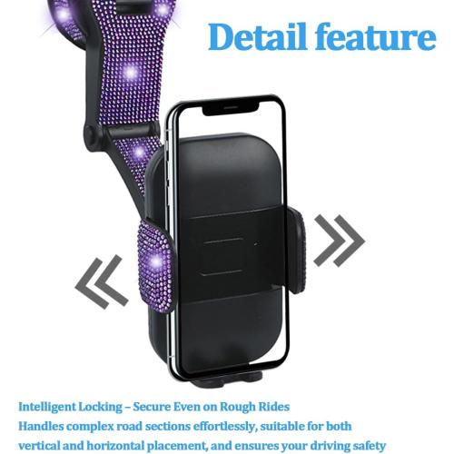 360 Degree Rhinestone Suction Mobile Phone Mount, Purple