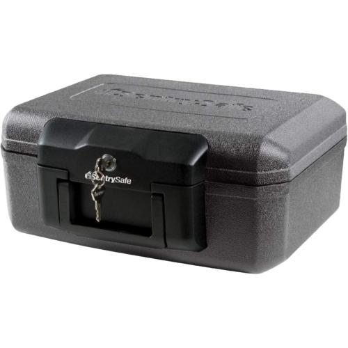SentrySafe Fireproof Safe with Key Lock, Chest Lock Box for Home or Travel Secures Money, Documents, 0.18 Cubic Feet, 6.1 x 14.3 x 11.2 Inches, 1210