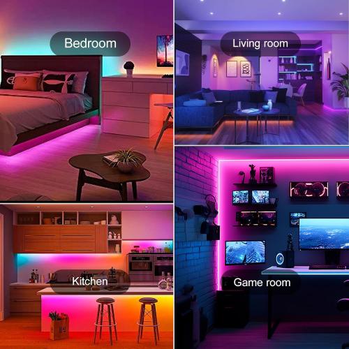 HBOWMDJIA Led Lights for Bedroom 200 FT (2 Rolls 100 FT), with Remote and Application Control RGB Color Changing LED Strip Lights, Music Synchronization, Used for Room, Family, Party Decoration
