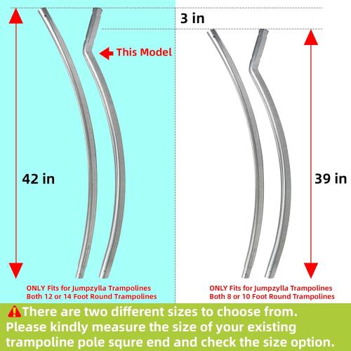 Trampoline Poles Replacement for Skywalker Or Jumpzylla Trampoline Net | Galvanized Trampoline Replacement Parts,Replaces Skywalker #4201 4202 4135&Jumpzylla 8-14ft,Safety Protective Foam Sleeve