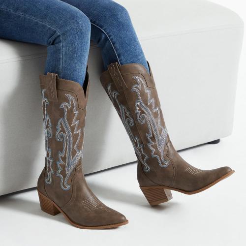SIZE 8.5 ❗❗Athlefit Women's Embroidered Western Cowboy Boots Mid Calf