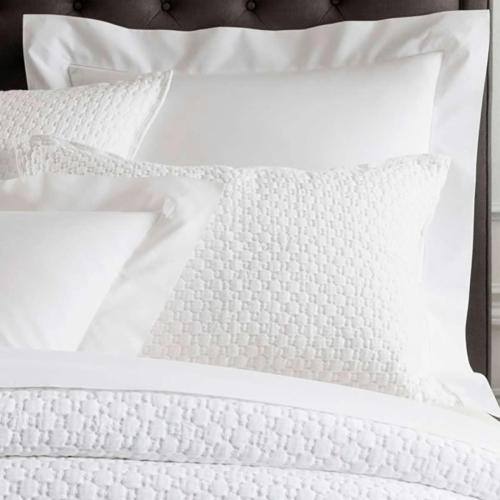 White Solid Cotton Matelasse Sham, Euro