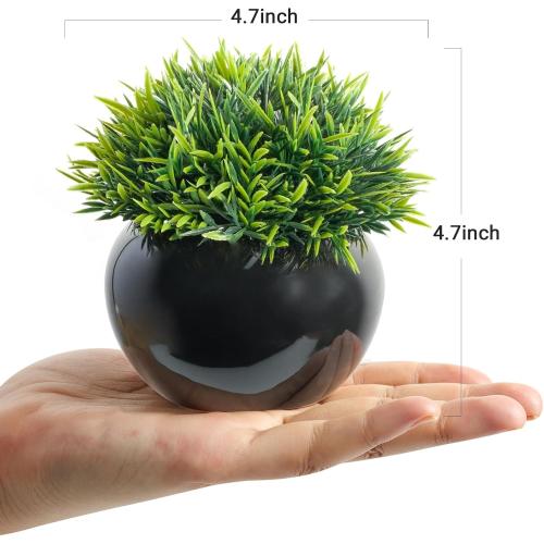 Velener Small Artificial Succulents Grass Desk Plant for Office, Fake Sage Plants for Shelf Decor, Mini Faux Plant Indoor, Masculine Home Decor, Coffee Table Decor, Bathroom Counter Decor in Pot