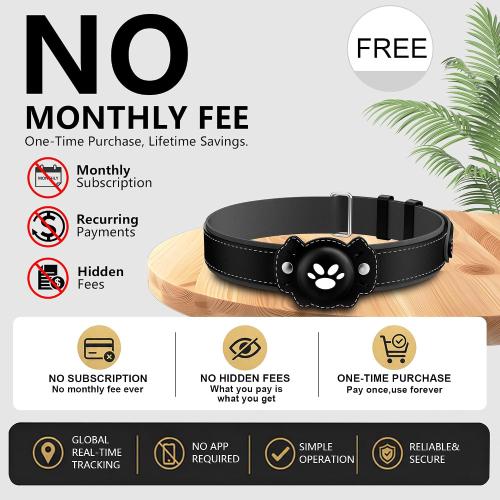GPS Tracker for Cats, Cat GPS Tracker, Pet Location Tracker with Collar, Real-Time Tracking, No Monthly Fee or Subscription, Waterproof, 365-Day Long Battery Life Cat Collar, iOS & Android (Black)