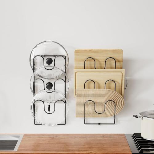 ORDORA Pot Lid Organizer Rack for Cabinet Door, 2 Pack Pot Lid Holder Black