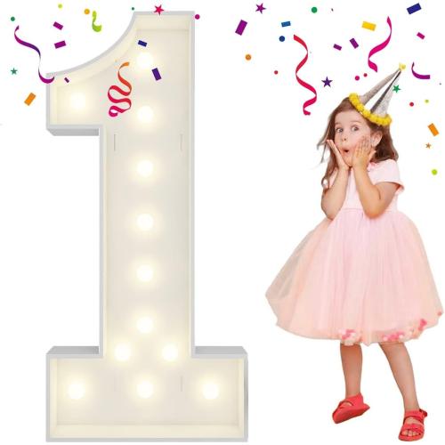 4FT Marquee Numbers, Large Light Up Numbers 1 for 1st Birthday Party Decor