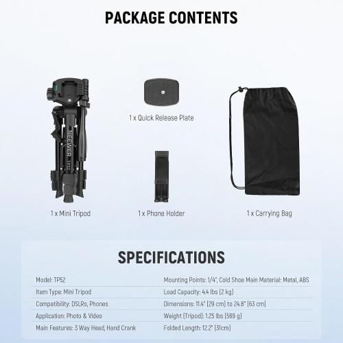 NEEWER Entry Level Version TP52 Mini Desk Phone Tripod Camera Webcam Stand