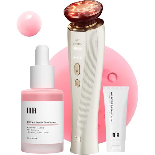 INIA FLARE 3-in-1 Microcurrent Facial Device Red Light Therapy for Face