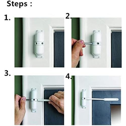 Door Closer Automatic Safety Spring Door Closer – Easy to Install to Convert Hinged Doors to Self-Closing– White