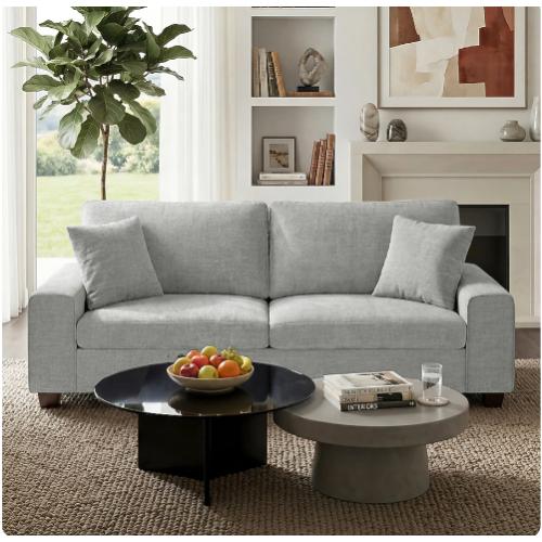 Czpalo 88-in W Modern Light Gray Chenille 3-Seater Loveseat Sofa Couch with Removable Slipcover