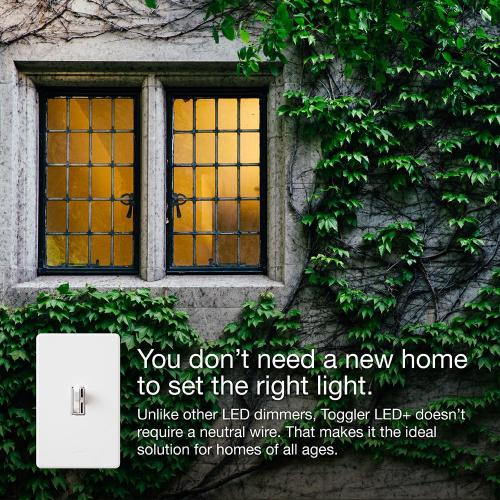 Lutron Toggler Single-pole/3-way LED Toggle Light Dimmer Switch, Light Almond