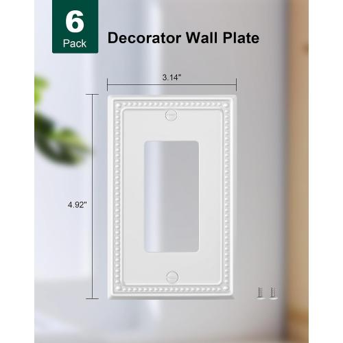 6-Pack Decorator Outlet Cover Plate, White