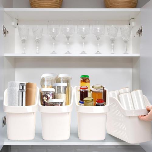 Coloch 2 Pack Plastic Under Sink Organizer with Wheels, Roll Out Bottle Organization Bins Narrow Kitchen Cabinet Organizers Multifunctional Plastic Organizer Basket for Under Sink, Kitchen, Bathroom