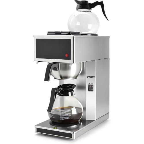 VONCI 1610W Commercial Coffee Maker, 12 Cup Drip Coffee Machine, 2 Glass Carafes and 2 Warmers, Stainless Steel Housing & Funnel, Industrial Coffee Maker for Offices, Hotels, Home