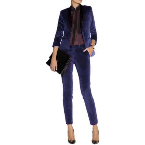 SIZE S...Yaflonjaa Women's Velvet Suit 2-Piece Set Work Festive Activities Lady Tuxedos for Formal Prom Jacket Pants