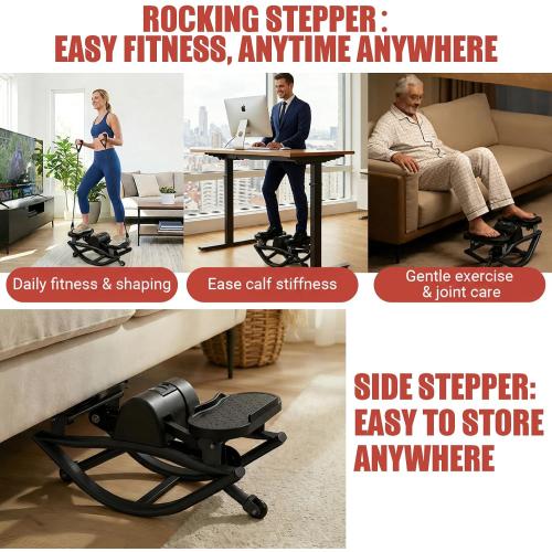 Rock Stepper Side to Side, 300 LBS Capacity, Side Stepper Exercise at Home | Resistance Band & Digital Display, Anti-Slip Rocking Stepper Exercise Machine for Full Body Workout Low-Impact Knee-Friendly