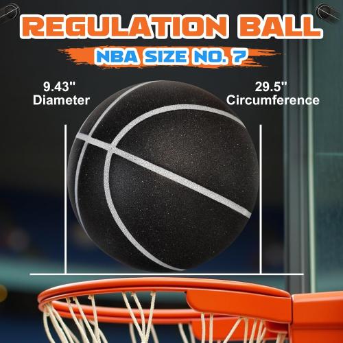 Silent Basketball Size 7 (29.5) – Grooved Airless Foam Indoor Basketball for Quiet Dribbling and Indoor Training, Pro PU Material – Achieve Real Feel Higher Bounce Quieter