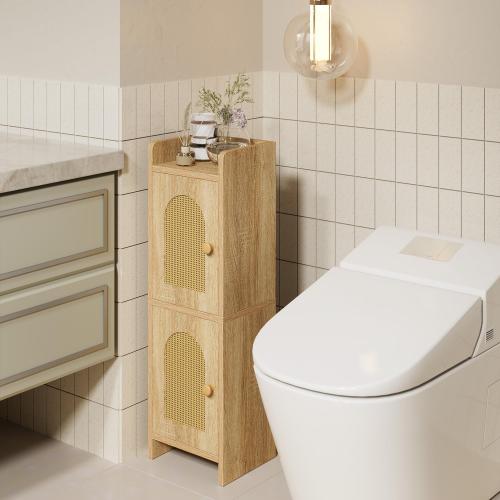 IBUYKE Small Bathroom Storage Cabinet Narrow Toilet Paper Holder