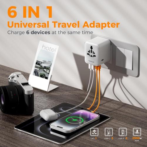 TESSAN Universal Travel Adapter 28W, International Power Adapter