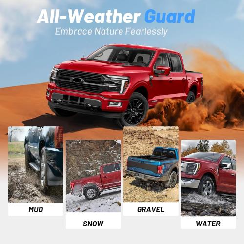 4Pcs Mud Flaps Splash Guards Fit for 2021-2026 Ford F-150 F150 (Without Fender Flares), Front & Rear Mud Guards, No-Drill Installation, Heavy-Duty Material, All-Weather Protection Accessories