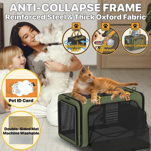 PAWZIDEA Expandable Pet Carrier for Small Cats & Dogs, TSA Airline Approved