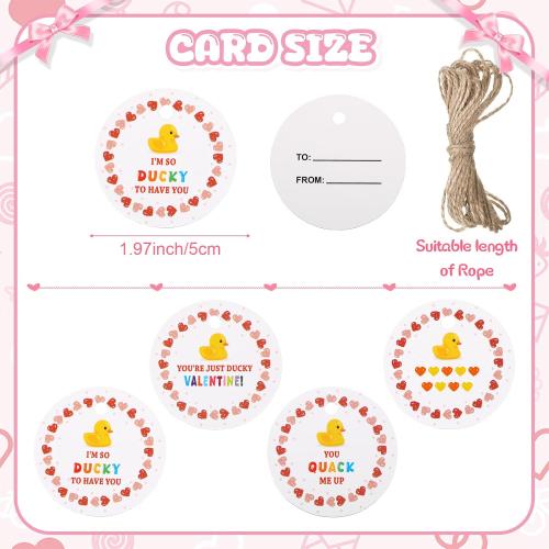 Jerify 12 Pcs 2 Inch Mini Valentine Rubber Duckies with Gift Cards Valentine's Day Heart Rubber Ducks Bath Toys for Classroom Exchange Carnival Party Favors Game Prize