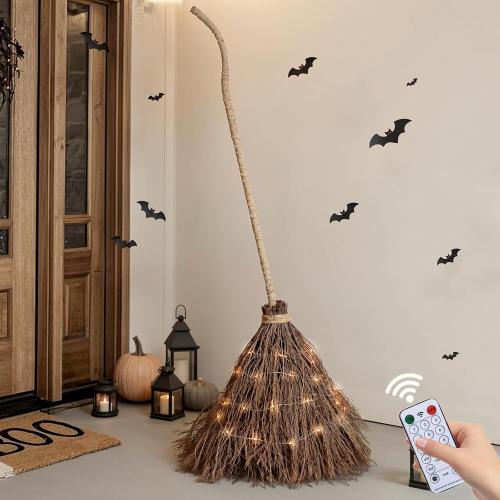 Halloween Decorations Fall Decor - 6FT Giant Handmade Real Twig Witch Broom