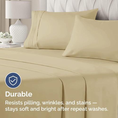Standard Pillow Cases Set of 2 - Ultra Soft Cozy Pillowcase Covers - Beige
