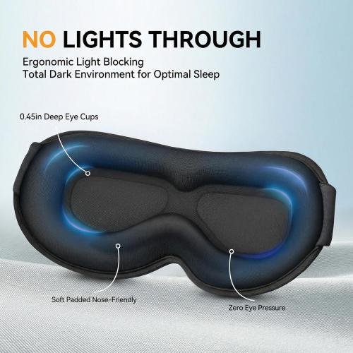 Weighted Eye Mask for Sleeping 2 Pack: Gentle Pressure Blackout Sleep Mask with 3D Contoured Cups, Zero Eye Pressure Sleep Mask for Lash Extensions, Memory Foam Travel Mask, Black Pink