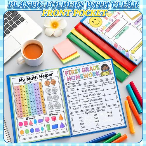 12 Pcs Take Home Folders for Elementary Students,Homework Folders