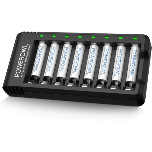 Rechargeable AAA Batteries with Charger, Advanced Individual Cell Battery Charger, High Capacity Low Self Discharge Ni-MH Triple A Batteries -Qty8