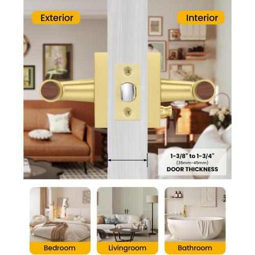 Goldenwarm 6 Pack Interior Privacy Door Handles, Zinc Alloy Heavy Duty Door Lever Handle for Bedroom Bathroom, Keyless Push Button Lock, Reversible, Fits Standard Doors