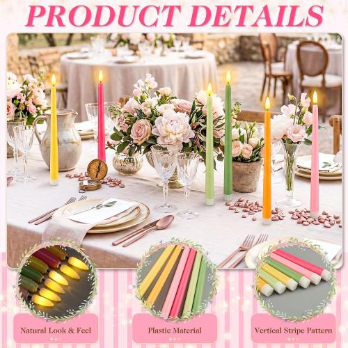 Baquler 24 Pcs 11'' Summer Fruit Flameless Taper Candles
