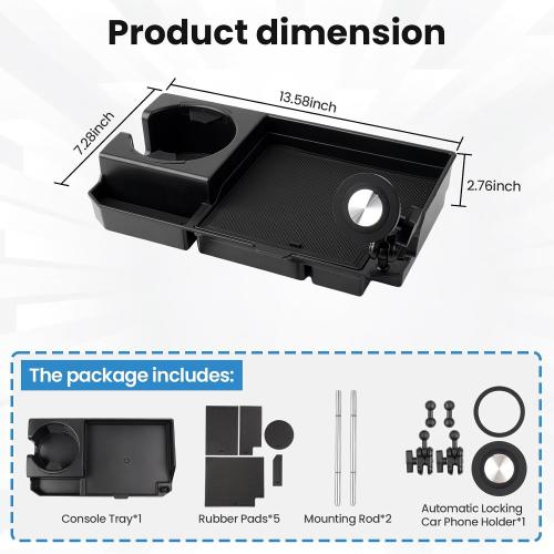 FIILINES Front Center Seat Headrest Organizer for 2011-2025 Ford F150 F250 F350 F450 F550 F650 Accessories, Coin Storage Box with Phone Holder and Large-Capacity Cup Holder (Jump Seat Only)