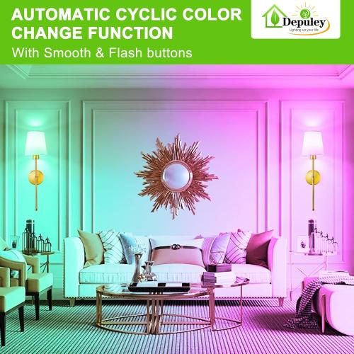 Depuley Battery Operated Wall Sconce: Set of 2 Wireless Wall Lights with 10000mAh Dimmable Bulbs and Remote for Bedroom - Rechargeable 15 Colors Gold Wall Lamp for Living Room Hallway